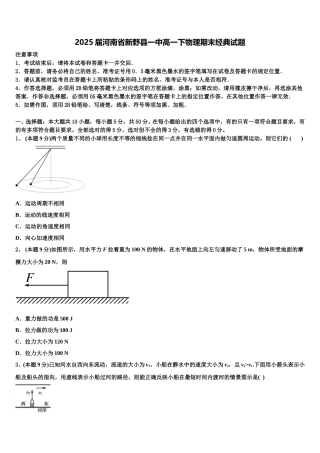 2025届河南省新野县一中高一下物理期末经典试题含解析