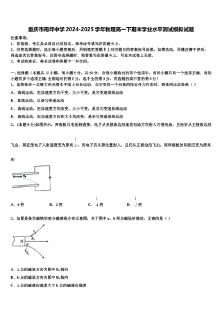 重庆市南坪中学2024-2025学年物理高一下期末学业水平测试模拟试题含解析