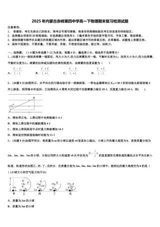 2025年内蒙古赤峰第四中学高一下物理期末复习检测试题含解析