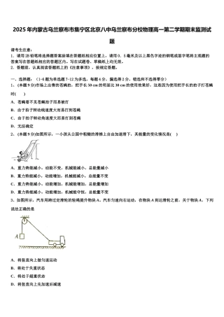 2025年内蒙古乌兰察布市集宁区北京八中乌兰察布分校物理高一第二学期期末监测试题含解析