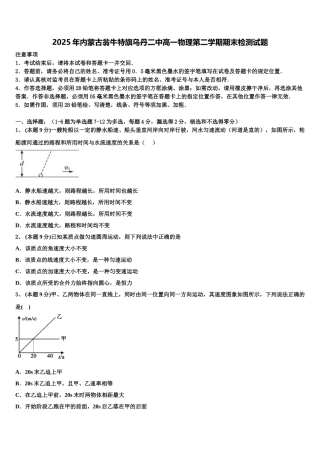 2025年内蒙古翁牛特旗乌丹二中高一物理第二学期期末检测试题含解析