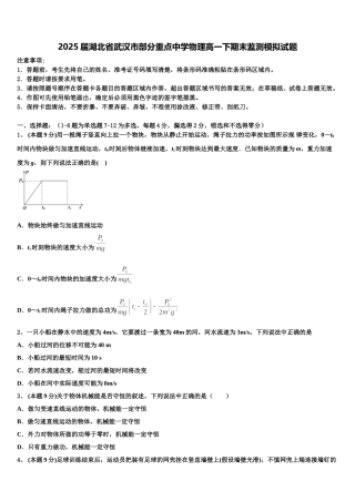 2025届湖北省武汉市部分重点中学物理高一下期末监测模拟试题含解析