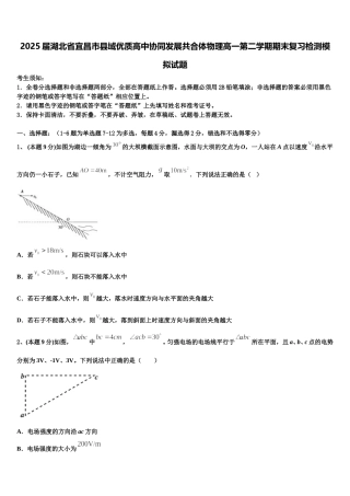 2025届湖北省宜昌市县域优质高中协同发展共合体物理高一第二学期期末复习检测模拟试题含解析