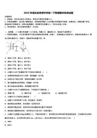2025年湖北省孝感中学高一下物理期末检测试题含解析