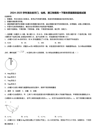 2024-2025学年湖北省天门、仙桃、潜江物理高一下期末质量跟踪监视试题含解析