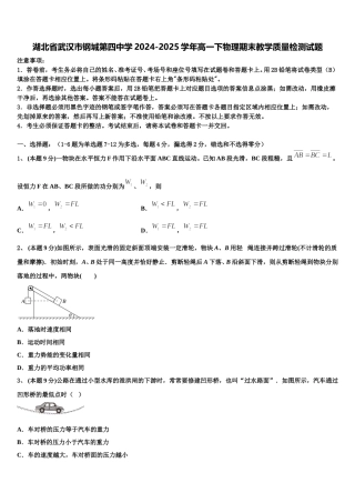 湖北省武汉市钢城第四中学2024-2025学年高一下物理期末教学质量检测试题含解析