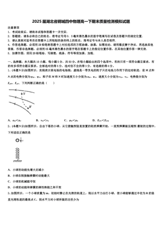 2025届湖北省钢城四中物理高一下期末质量检测模拟试题含解析