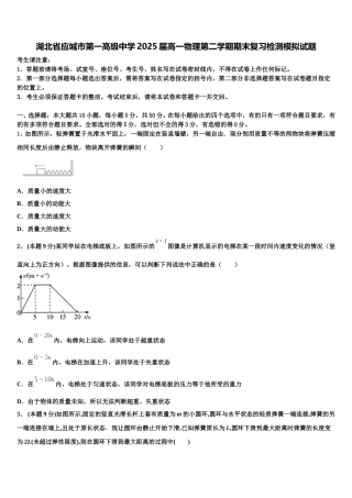 湖北省应城市第一高级中学2025届高一物理第二学期期末复习检测模拟试题含解析