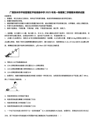 广西贺州市平桂管理区平桂高级中学2025年高一物理第二学期期末调研试题含解析