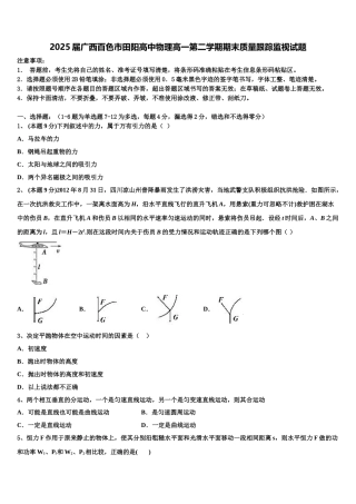 2025届广西百色市田阳高中物理高一第二学期期末质量跟踪监视试题含解析