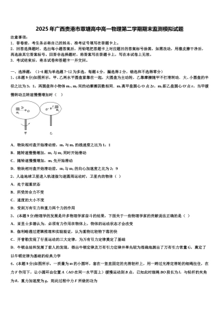 2025年广西贵港市覃塘高中高一物理第二学期期末监测模拟试题含解析
