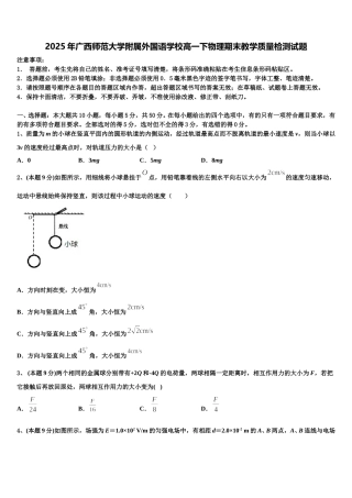 2025年广西师范大学附属外国语学校高一下物理期末教学质量检测试题含解析