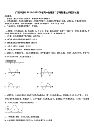 广西岑溪市2024-2025学年高一物理第二学期期末达标检测试题含解析