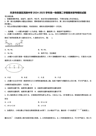 天津市东丽区民族中学2024-2025学年高一物理第二学期期末联考模拟试题含解析