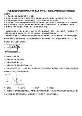 天津市滨海七所重点学校2024-2025学年高一物理第二学期期末达标检测试题含解析