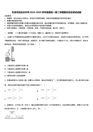 天津市四合庄中学2024-2025学年物理高一第二学期期末综合测试试题含解析
