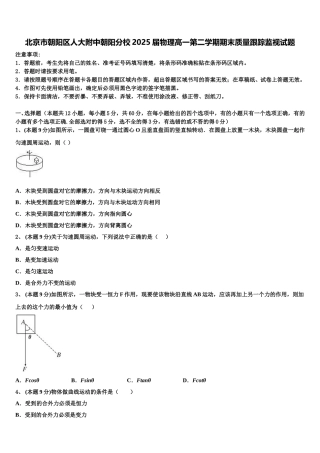 北京市朝阳区人大附中朝阳分校2025届物理高一第二学期期末质量跟踪监视试题含解析