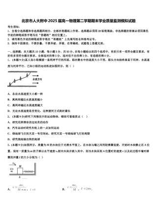北京市人大附中2025届高一物理第二学期期末学业质量监测模拟试题含解析