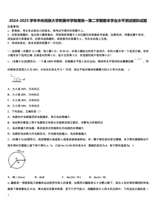 2024-2025学年中央民族大学附属中学物理高一第二学期期末学业水平测试模拟试题含解析