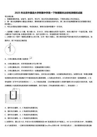 2025年北京外国语大学附属中学高一下物理期末达标检测模拟试题含解析
