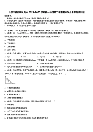 北京市首都师大附中2024-2025学年高一物理第二学期期末学业水平测试试题含解析