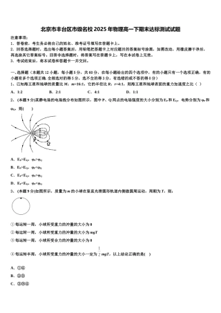 北京市丰台区市级名校2025年物理高一下期末达标测试试题含解析