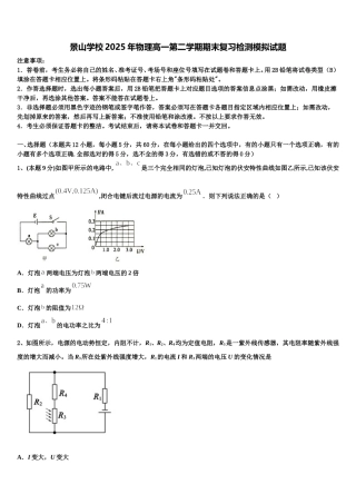 景山学校2025年物理高一第二学期期末复习检测模拟试题含解析