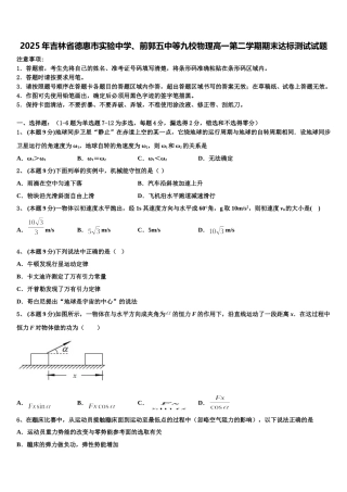 2025年吉林省德惠市实验中学、前郭五中等九校物理高一第二学期期末达标测试试题含解析