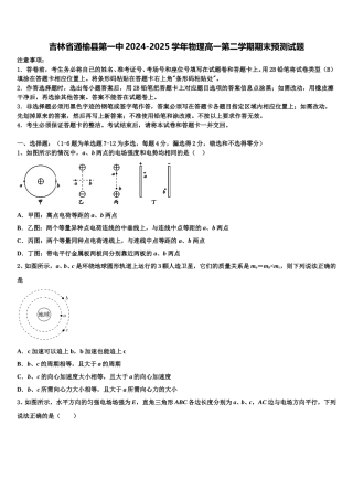 吉林省通榆县第一中2024-2025学年物理高一第二学期期末预测试题含解析