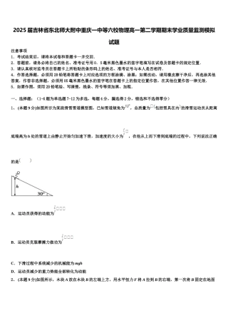 2025届吉林省东北师大附中重庆一中等六校物理高一第二学期期末学业质量监测模拟试题含解析