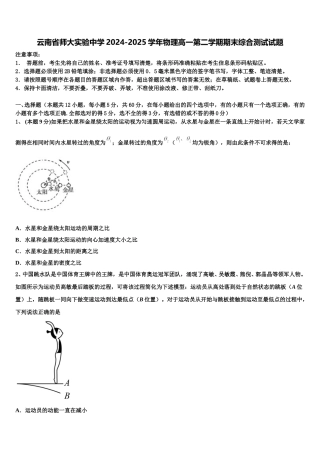 云南省师大实验中学2024-2025学年物理高一第二学期期末综合测试试题含解析