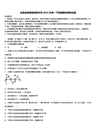 云南省麻栗坡民族中学2025年高一下物理期末调研试题含解析