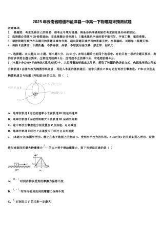 2025年云南省昭通市盐津县一中高一下物理期末预测试题含解析