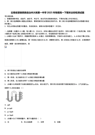云南省楚雄彝族自治州大姚第一中学2025年物理高一下期末达标检测试题含解析