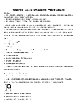 云南省红河县一中2024-2025学年物理高一下期末考试模拟试题含解析