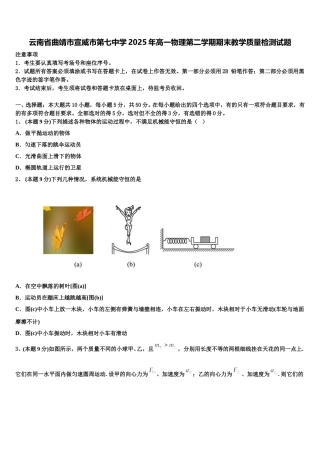 云南省曲靖市宣威市第七中学2025年高一物理第二学期期末教学质量检测试题含解析