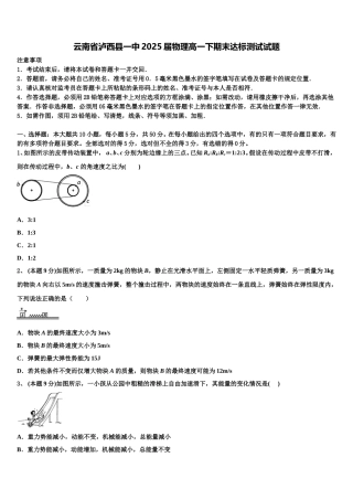 云南省泸西县一中2025届物理高一下期末达标测试试题含解析