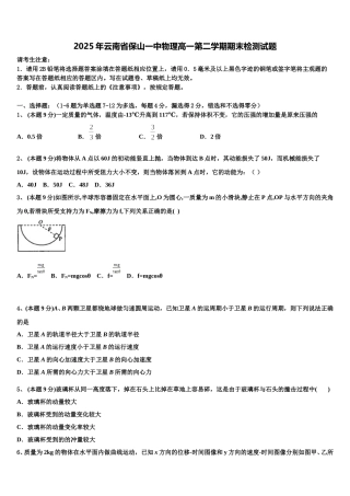 2025年云南省保山一中物理高一第二学期期末检测试题含解析
