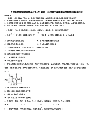云南省红河黄冈实验学校2025年高一物理第二学期期末质量跟踪监视试题含解析