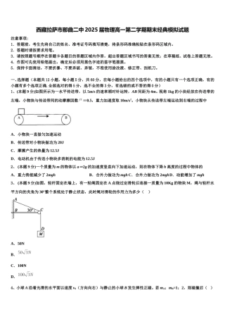 西藏拉萨市那曲二中2025届物理高一第二学期期末经典模拟试题含解析