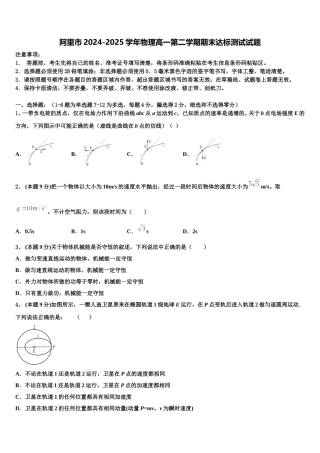 阿里市2024-2025学年物理高一第二学期期末达标测试试题含解析