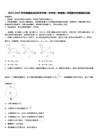 2024-2025学年西藏自治区林芝市第一中学高一物理第二学期期末经典模拟试题含解析