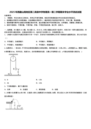 2025年西藏山南地区第二高级中学物理高一第二学期期末学业水平测试试题含解析