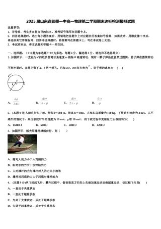 2025届山东省即墨一中高一物理第二学期期末达标检测模拟试题含解析