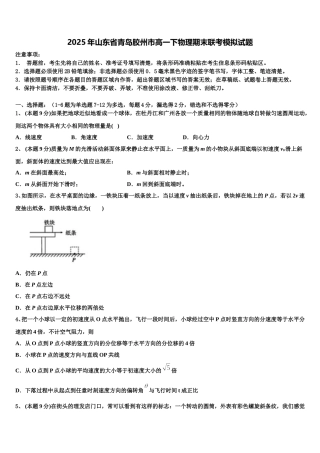 2025年山东省青岛胶州市高一下物理期末联考模拟试题含解析