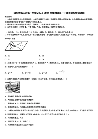 山东省临沂市第一中学2024-2025学年物理高一下期末达标检测试题含解析