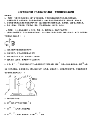 山东省临沂市第十九中新2025届高一下物理期末经典试题含解析