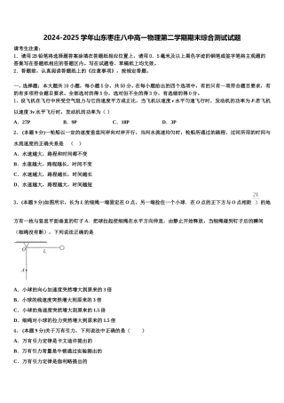 2024-2025学年山东枣庄八中高一物理第二学期期末综合测试试题含解析
