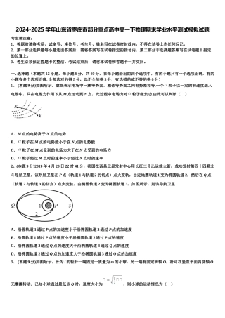 2024-2025学年山东省枣庄市部分重点高中高一下物理期末学业水平测试模拟试题含解析