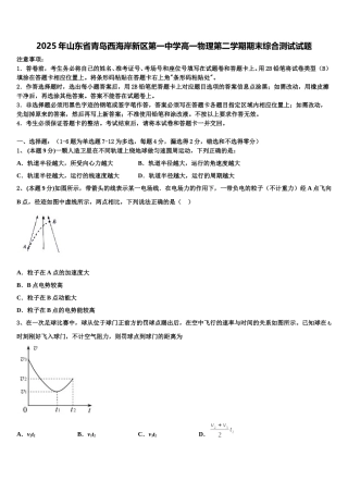 2025年山东省青岛西海岸新区第一中学高一物理第二学期期末综合测试试题含解析